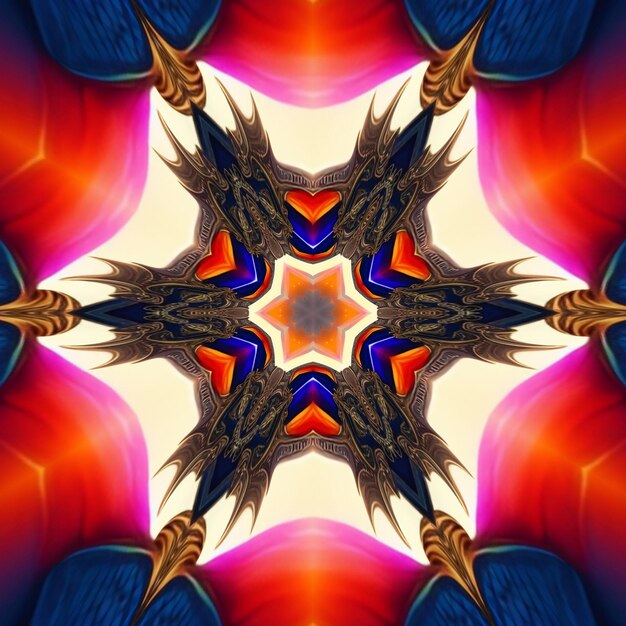 Photo a digital art print of a kaleidoscope of fire and ice.