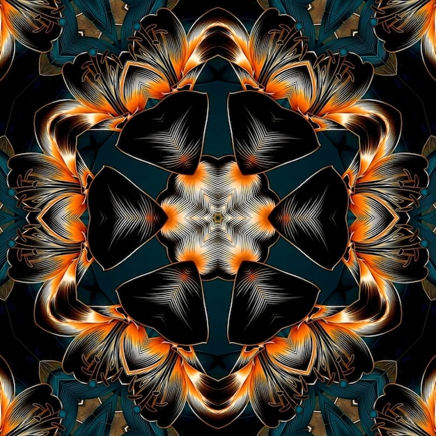 A digital art print with a design of a flower.