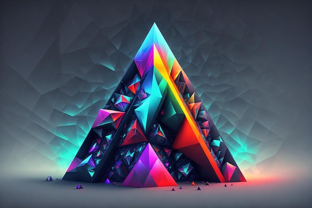 A digital art of a pyramid with a triangle on the top.