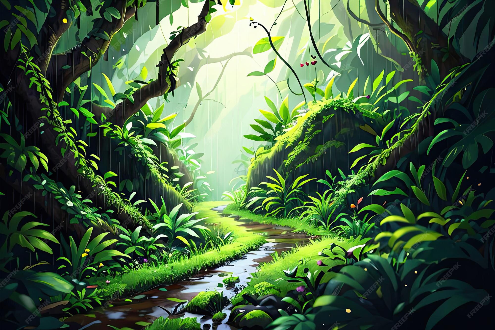 Premium AI Image | digital art of rainforest landscape illustration