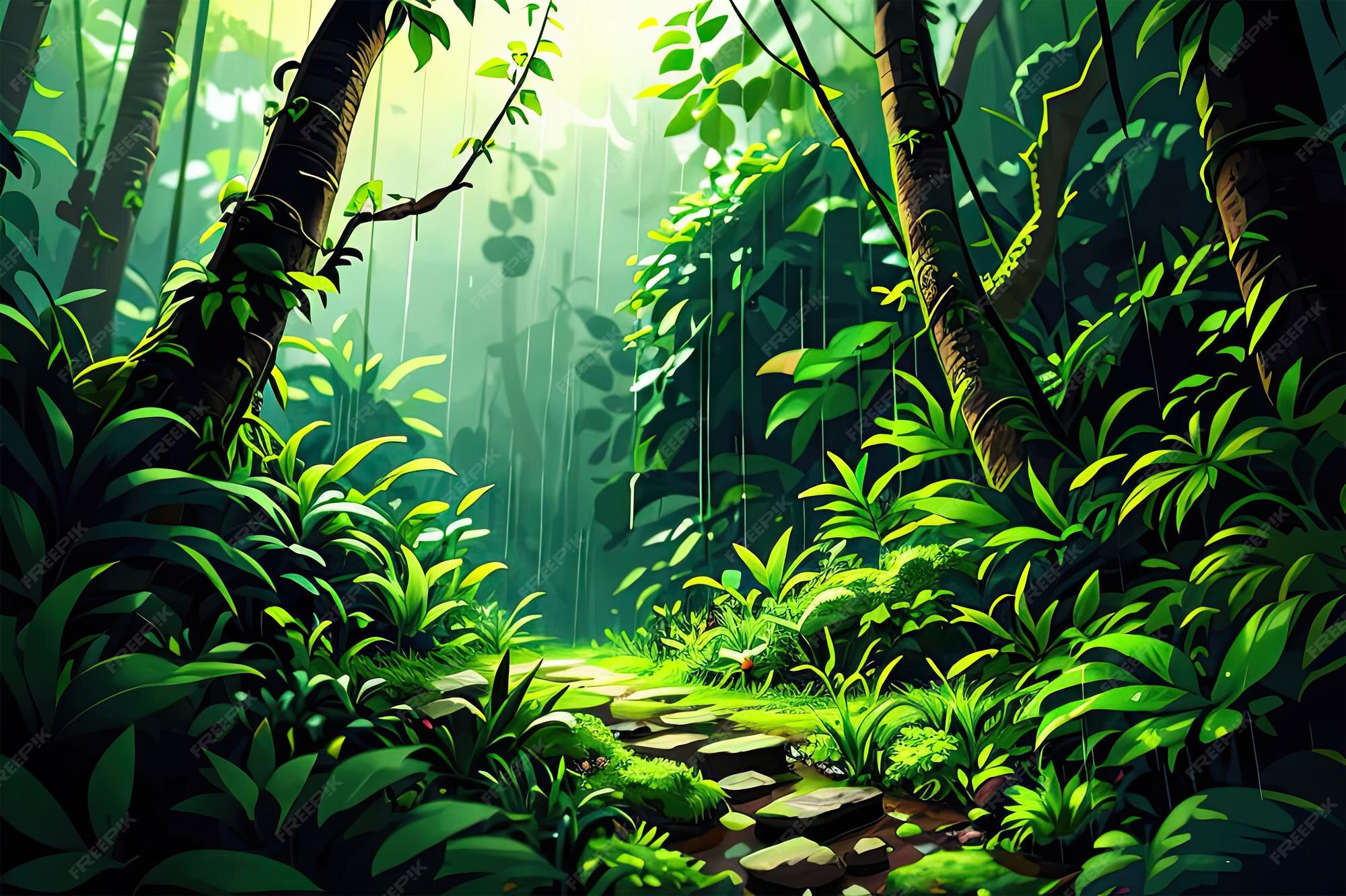 Premium AI Image | digital art of rainforest landscape illustration