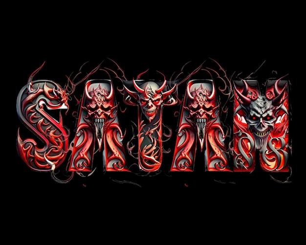 ドラゴンサタノンを持つ赤い悪魔のデジタル アート