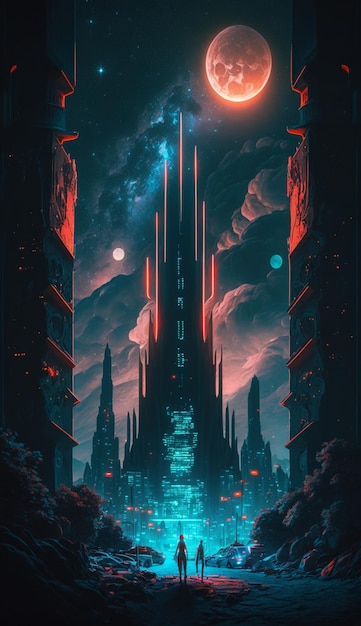 portal gate landscape anime futuristic illustration mystical fantasy art  glowing digital 30036095 Stock Photo at Vecteezy