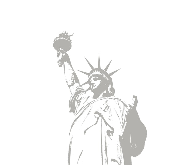 Digital art of statue of liberty isolated on white background flat drawing style