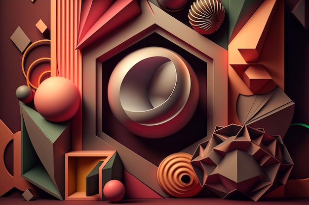 A digital art style of colorful shapes and shapes.