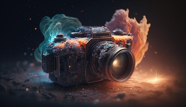 Digital art unique camera capturing space