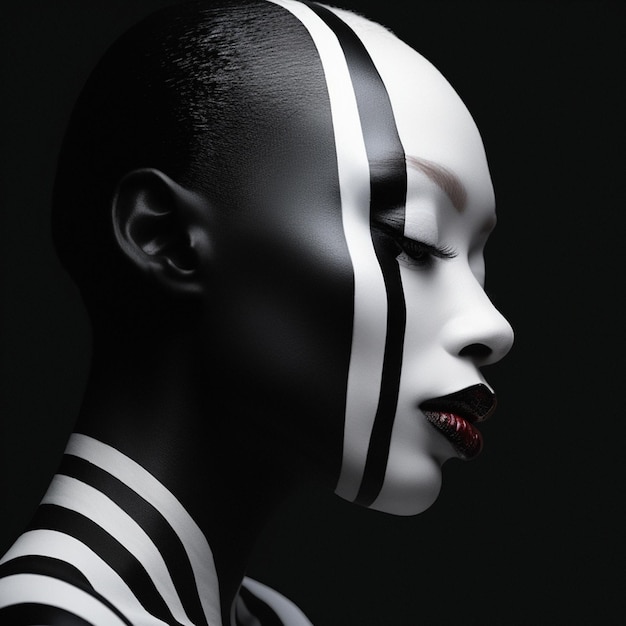 Digital Art Woman with Black Makeup