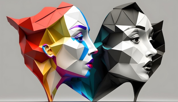 女性と女性の顔のデジタル アート