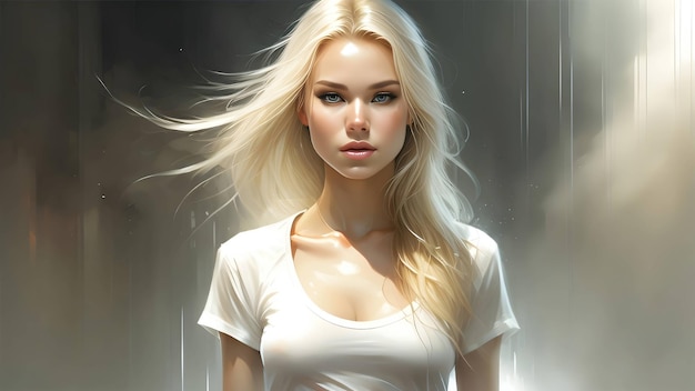 Digital art of a young blonde woman