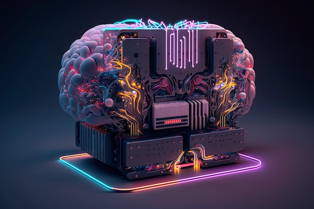 人工智能数码照片大脑神经连接处理器和芯片