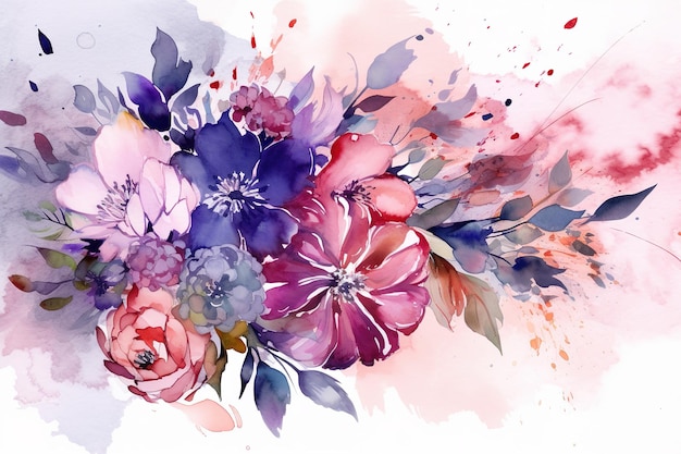 꽃병에 꽂힌 꽃 다발을 묘사한 디지털 예술 작품