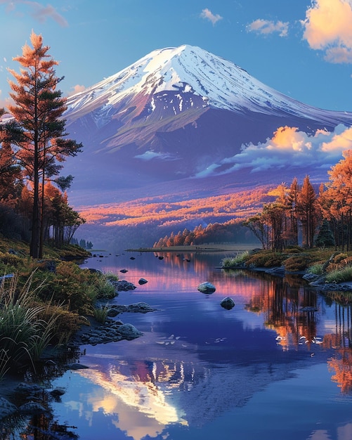 Photo a digital artwork illustrating the majestic mount kilimanjaro at dawn