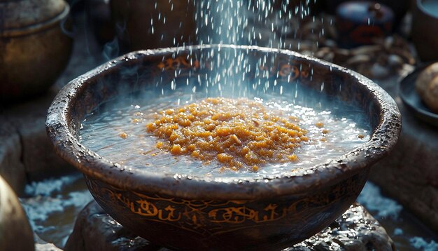 Photo a digital artwork of samanu the sweet wheat pudding on the haftseen