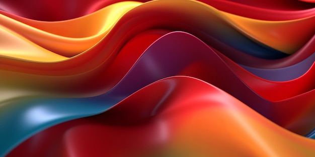 Digital background featuring multicolored curved waves presenting a visually captivating and dynamic design with a vibrant array of colors that create a sense of movement and energy Generative Ai