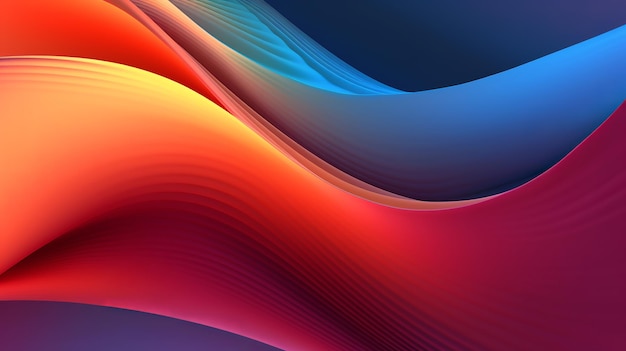 Digital background featuring multicolored curved waves presenting a visually captivating and dynamic design with a vibrant array of colors that create a sense of movement and energy Generative Ai