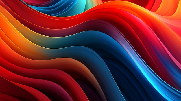 Digital background featuring multicolored curved waves presenting a visually captivating and dynamic design with a vibrant array of colors that create a sense of movement and energy Generative Ai