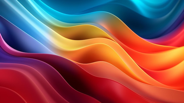 Digital background featuring multicolored curved waves presenting a visually captivating and dynamic design with a vibrant array of colors that create a sense of movement and energy Generative Ai