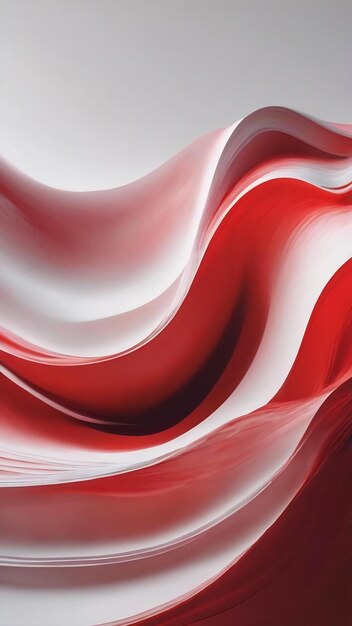 白い背景と鮮やかな赤い光波を特徴とするデジタル背景