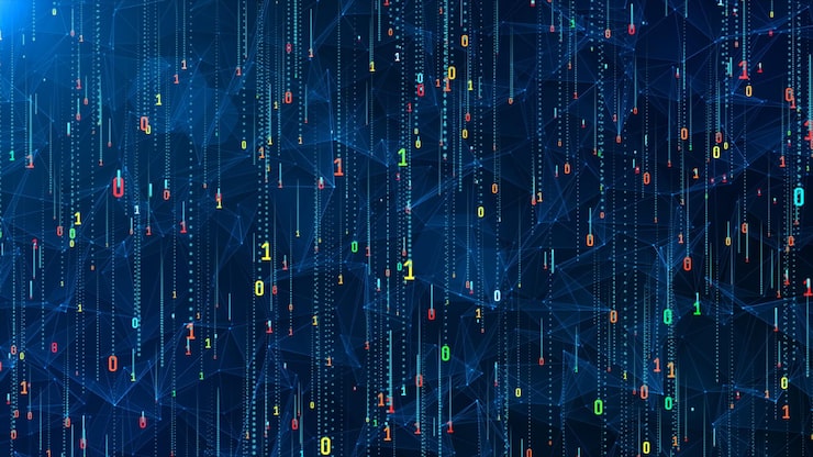 Photo digital background green matrix binary matrix style program stream of decimal digits computer code abstract data concept futuristic cyberspace 3d rendering