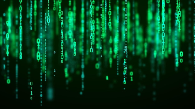 Digital background green matrix Coding or hacking concept Flow of random numbers 3D rendering