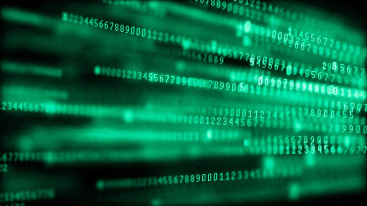 Photo digital background matrix binary computer code hacker concept 3d rendering