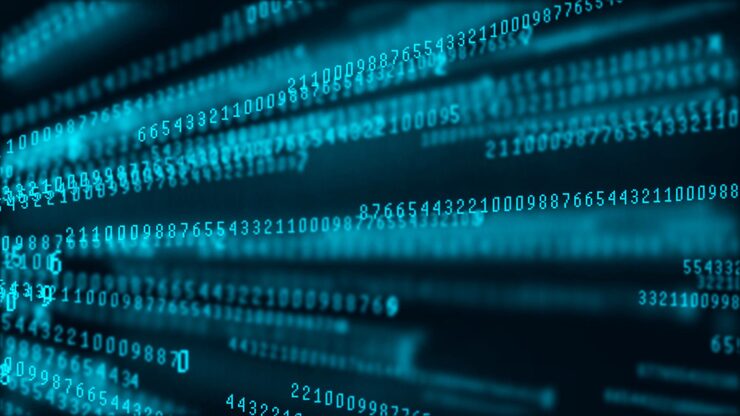 Photo digital background matrix data packets binary computer code hacker concept 3d rendering