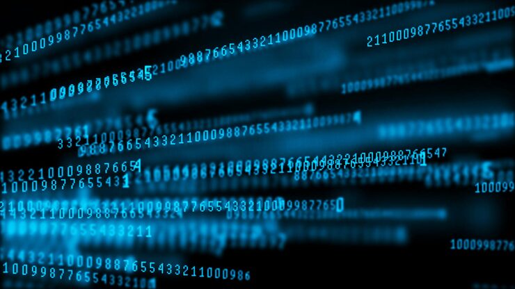 Photo digital background matrix data packets binary computer code hacker concept 3d rendering