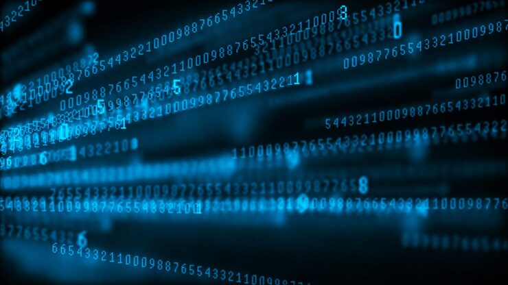 Photo digital background matrix data packets binary computer code hacker concept 3d rendering