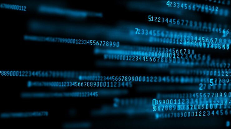 Photo digital background matrix data packets binary computer code hacker concept 3d rendering