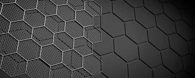 digital background technological background neural network concept artificial intelligence background for blockchain design technological hexagons in dark color abstract background 3d render