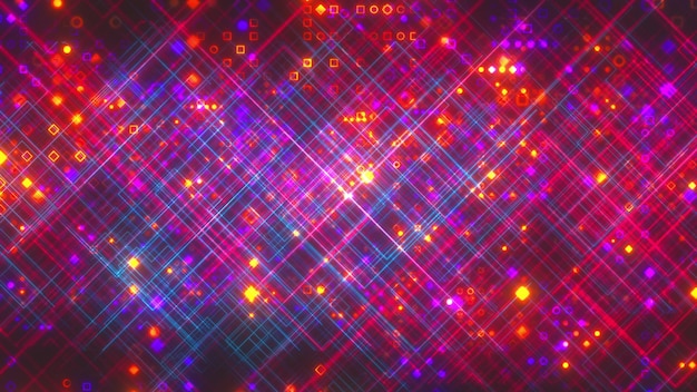 Photo digital background with thin diagonal lines forming a lattice and little geometric particles 3d render computer generated