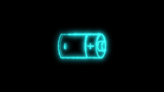 Digital battery icon on a dark background