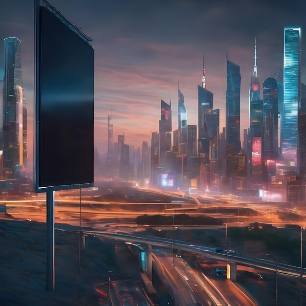 Digital billboard a futuristic city landscape background Generative by ai