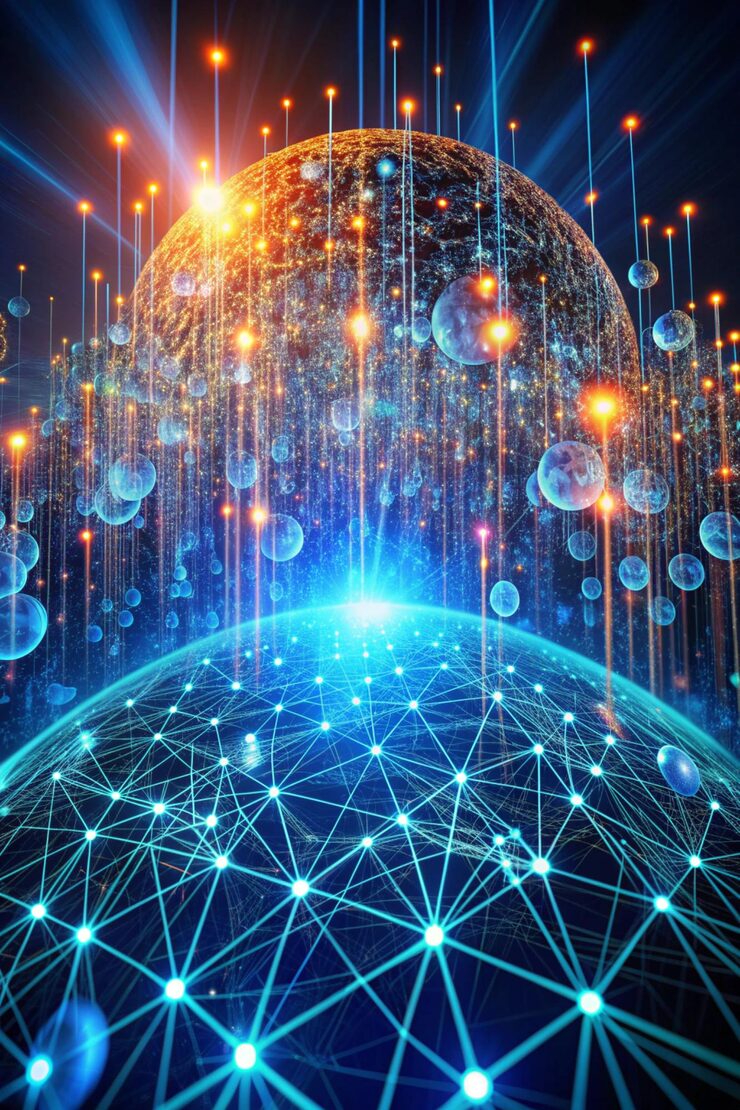 Photo digital binary code matrix background 3d rendering of a scientific technology data binary code network conveying connectivity complexity and data flood of modern digital age