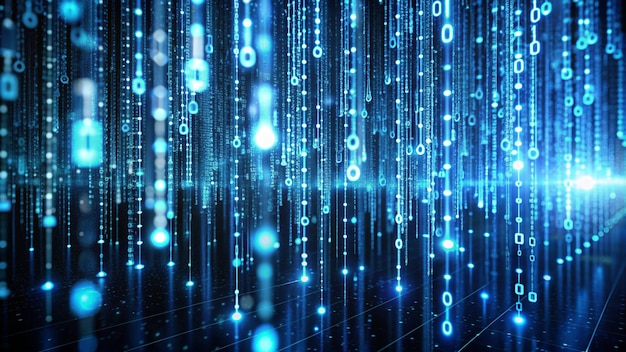 デジタル・バイナリ・コード・マトリックス - 科学技術データの3Dレンダリングデジタル時代の接続性の複雑さとデータの流れを伝えるバイナリコードネットワーク