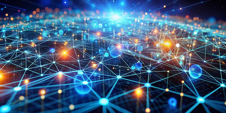Photo digital binary code matrix background 3d rendering of a scientific technology data binary code network conveying connectivity complexity and data flood of modern digital age