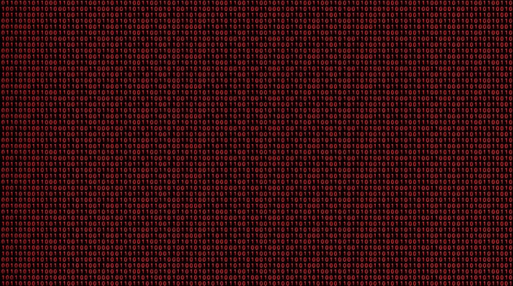 Photo digital binary data abstract technology binary code red binary coding background 3d render illus