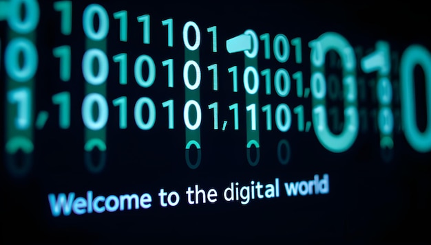 digital binary data on computer screen background digital binary code matrix background