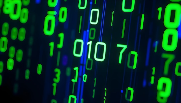digital binary data on computer screen background digital binary code matrix background