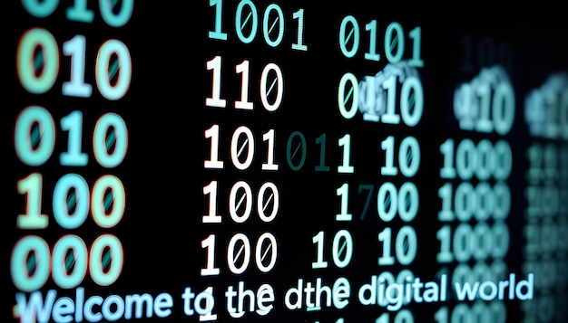 digital binary data on computer screen background digital binary code matrix background