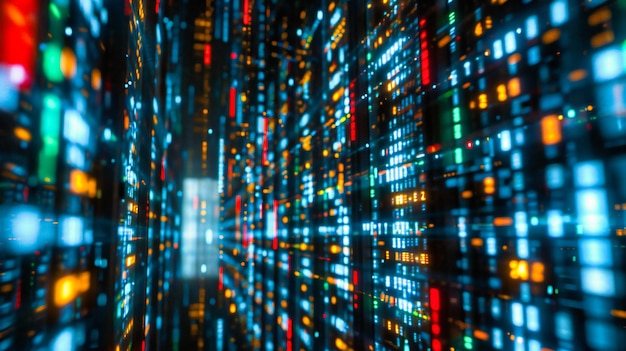 digital binary technology background in blue highlighting coding abstract science and cyberspace with a web of security network data