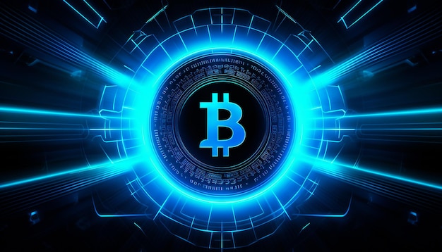 Digital bitcoin technology neon style background