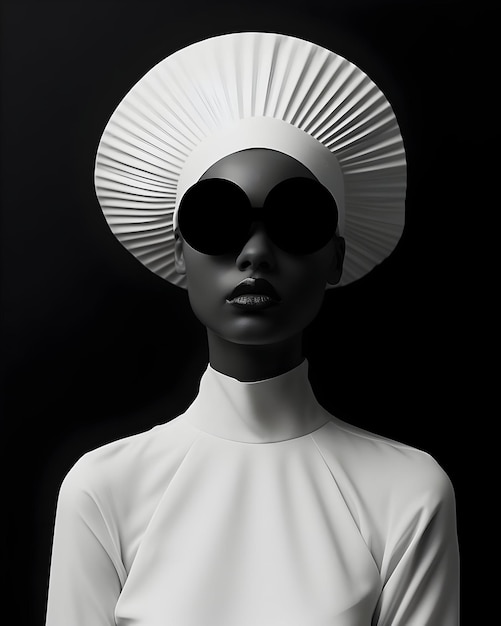 Foto ritratto digitale in bianco e nero di una donna