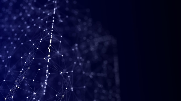 digital blockchain concept and data transfer system abstract wireframe background whith connection dots and lines storage cells of datas 3d rendering