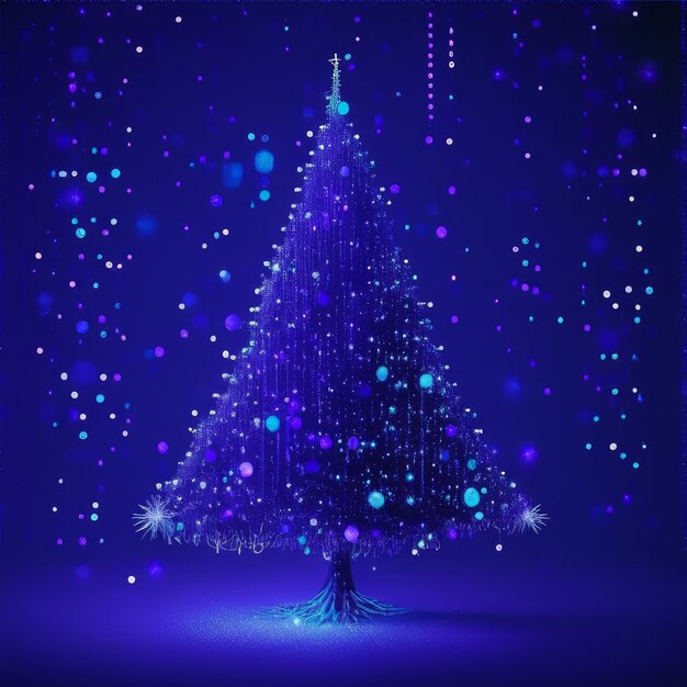 Цифровая синяя рождественская елка сгенерирована искусственным интеллектом
