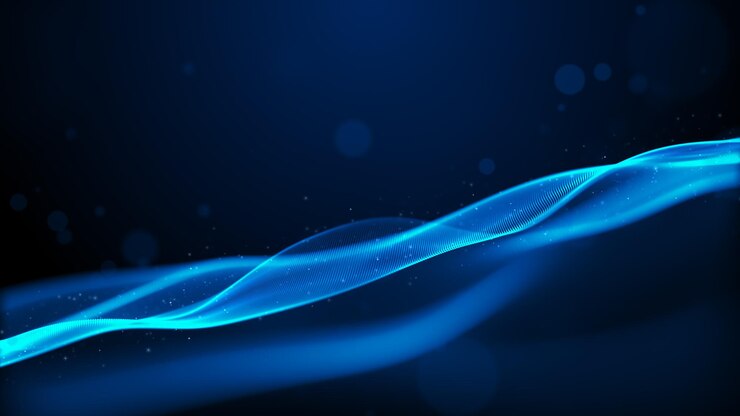 Digital blue particles wave with light abstract background