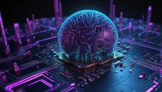 A digital brain on a circuit board