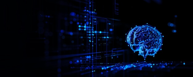 디지털 브레인 홀로그램 (Digital Brain Hologram), 인공지능 (Artificial Intelligence), 머신 (Machine), 러닝 (Deep Learning), 비즈니스 기술 (Business Technology)