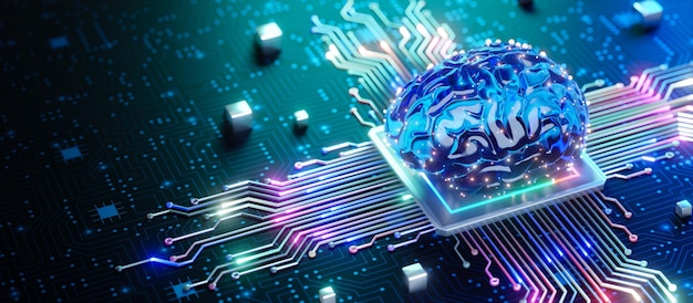 Digital Brain on Circuit Board Technology Concept (Digitaal brein op schakelbordtechnologieconcept)