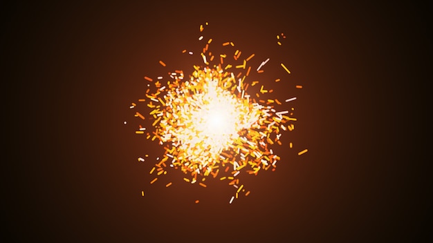 Photo digital brown abstract background with explosions, sparkling waves and deep space.